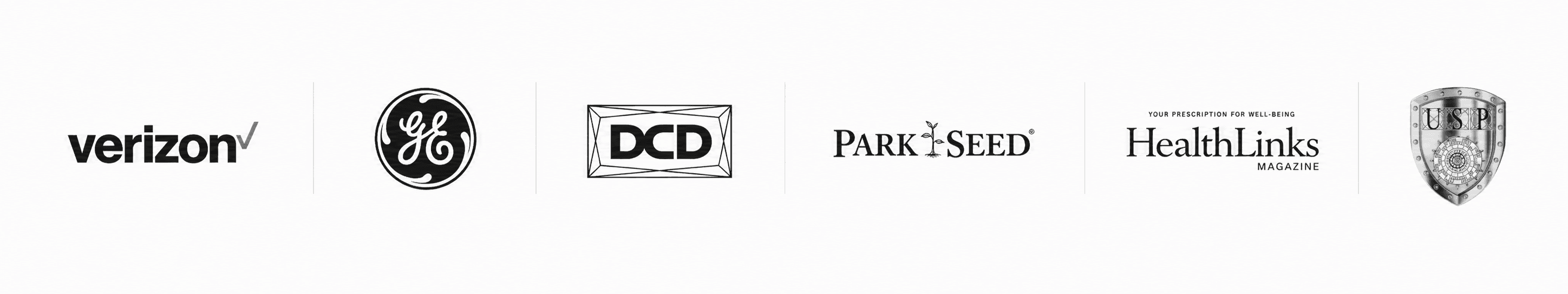 Verizon, GE, DCD, Park Seed, HealthLinks Magazine, USP